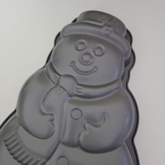 Ekco Snowman Cake Pan Non Stick Bakers Secret Vintage Metal Holiday Winter Mold - Picture 1 of 9